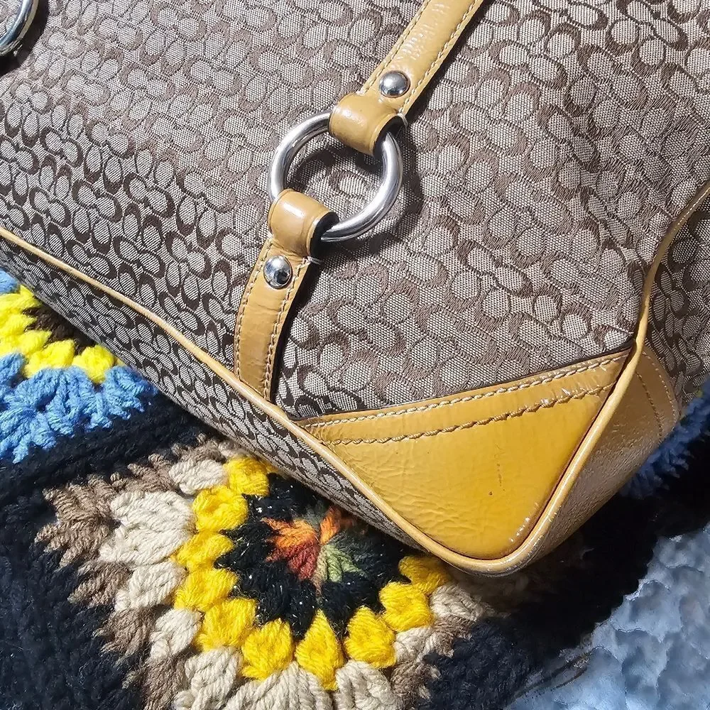 Vintage Coach Y2K North South Gallery Tote in Signature Monogram Jacquard